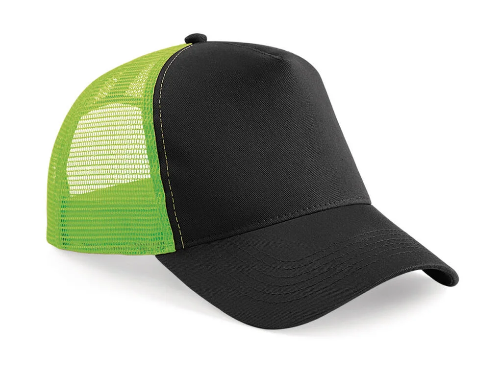 Snapback Trucker (B640) — Black/Lime Green — photo 11