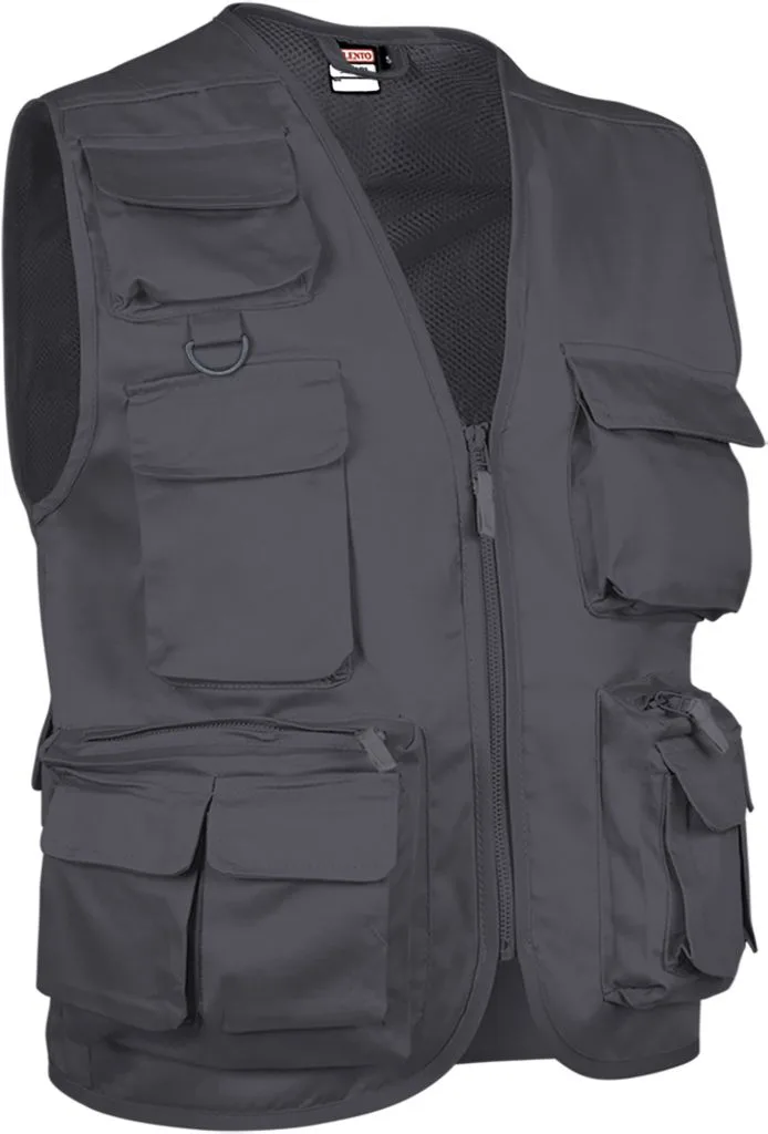 Valento Safari - Gilet reporter multipoches sans manches (CHVASAF) — gris charbon — photo 5