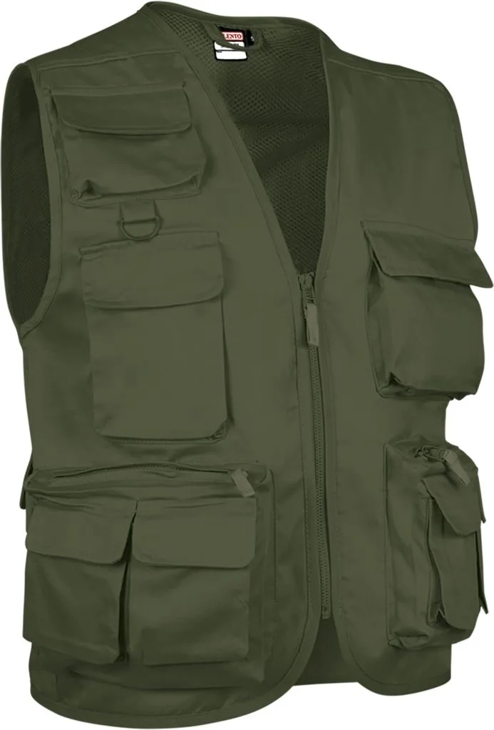 Valento Safari - Gilet reporter multipoches sans manches (CHVASAF) — VERT MILITAIRE — photo 11